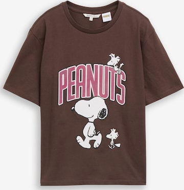 TOM TAILOR DENIM Shirt 'Peanuts' in Brown: front