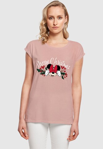 T-shirt 'Minnie Mouse - Christmas Holly' ABSOLUTE CULT en beige : devant