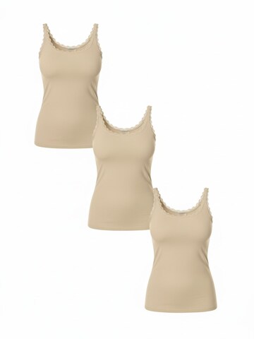 Maxte Undershirt 'COTTON LACE Tanktop Frauen 3er Pack' in Beige: front