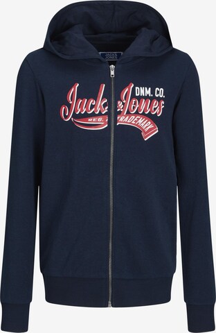 Jack & Jones Junior Zip-Up Hoodie in Blue: front