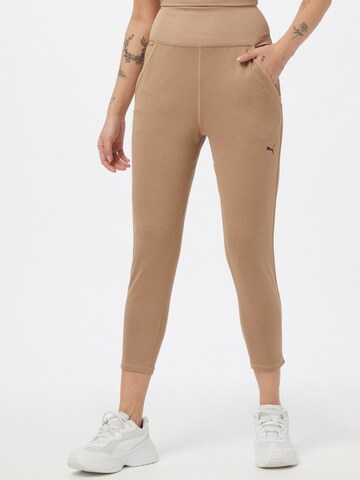 PUMA Slimfit Sportovní kalhoty – hnědá: přední strana