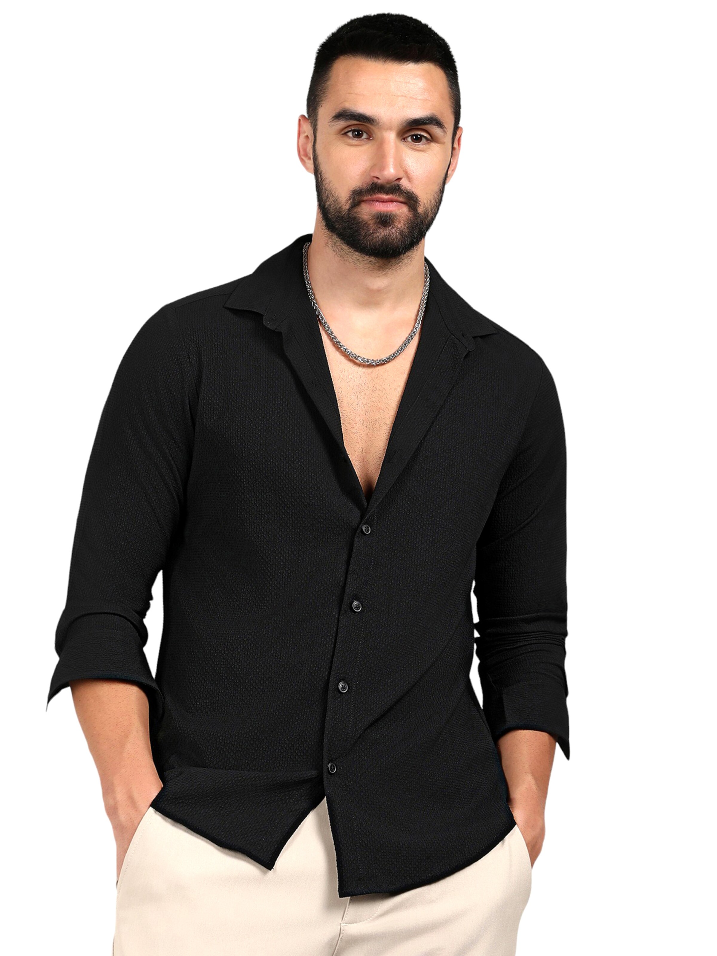 Regular fit Camicia ' Manuel ' di Campus Sutra in nero: frontale