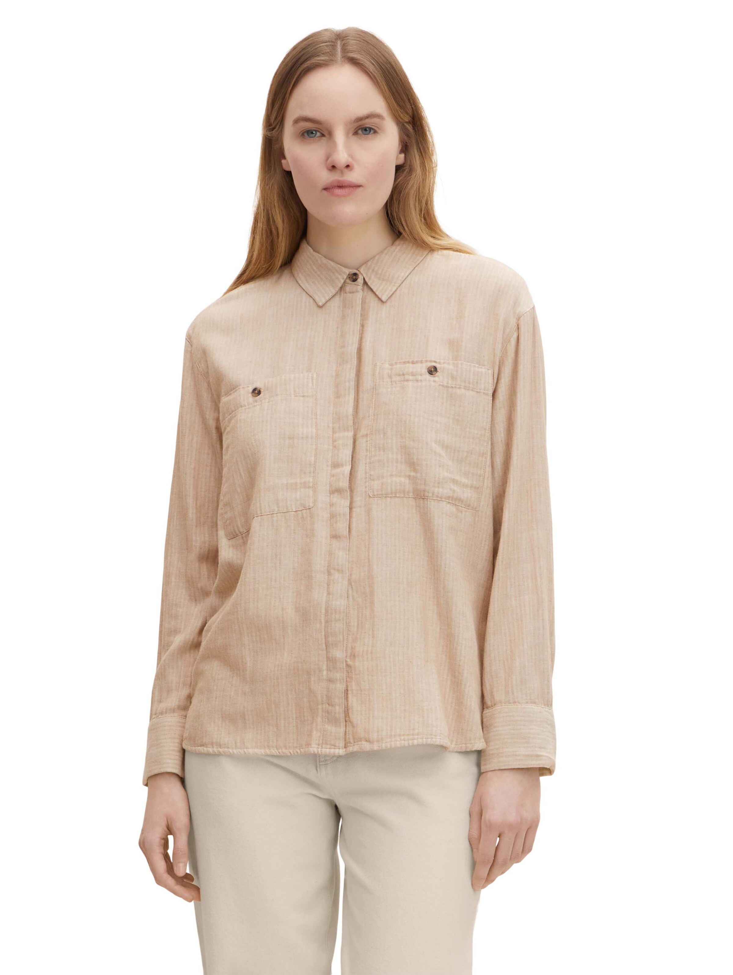 Frauen Große Größen TOM TAILOR Bluse in Hellbraun - ZI78763 Frauen Große Größen TOM TAILOR Bluse in Hellbraun - ZI78763