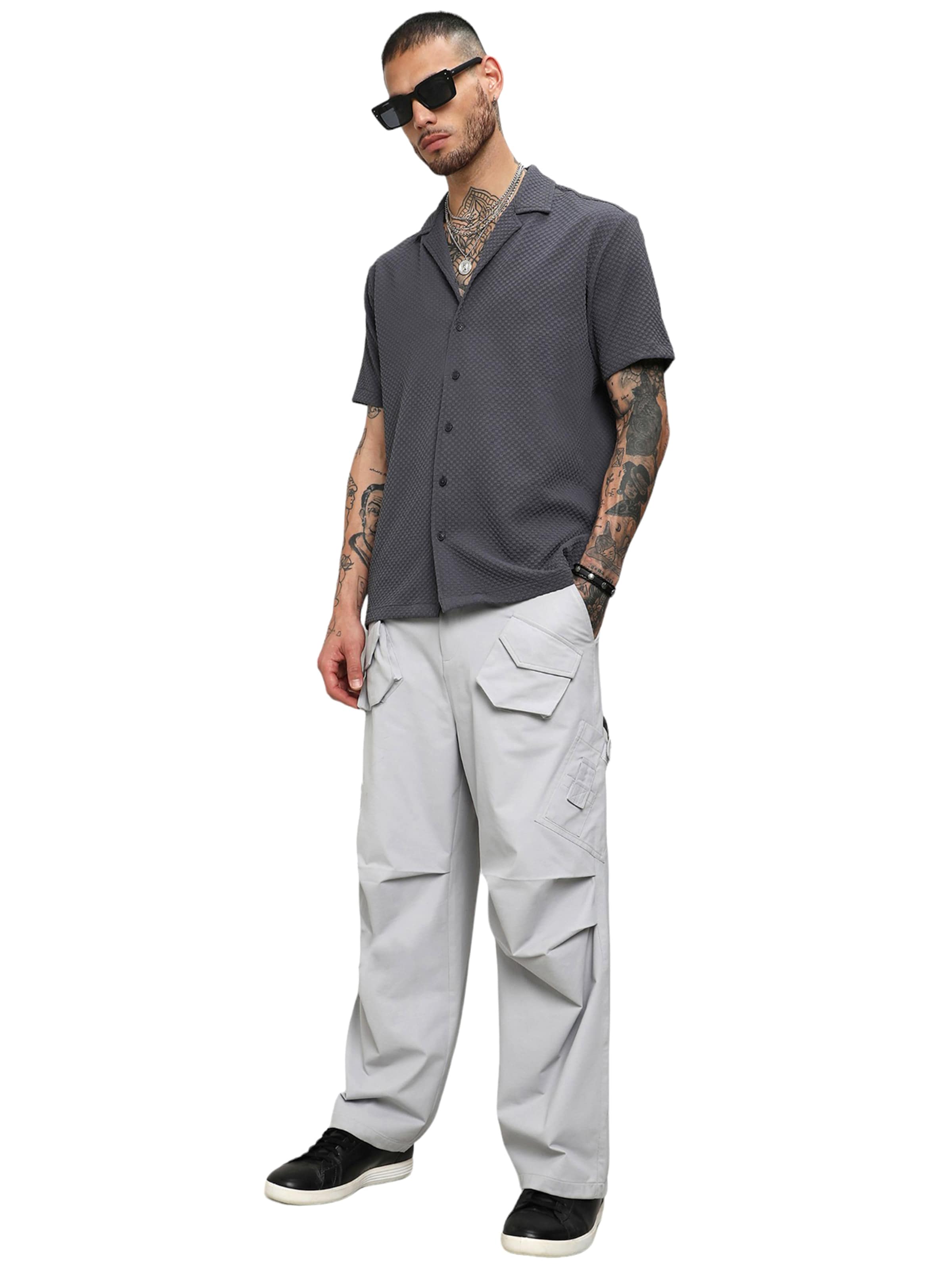 Campus Sutra Regular fit Πουκάμισο ' Kobe ' σε γκρι