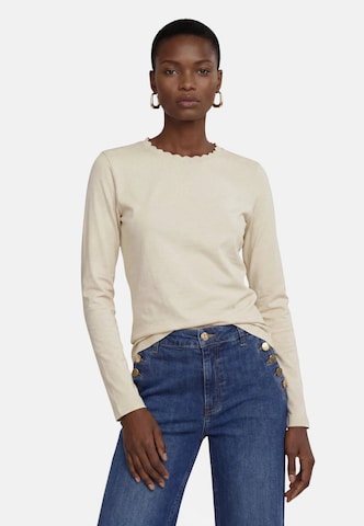 zero Basic Langarm-Shirt unifarben in Beige: Vorderseite