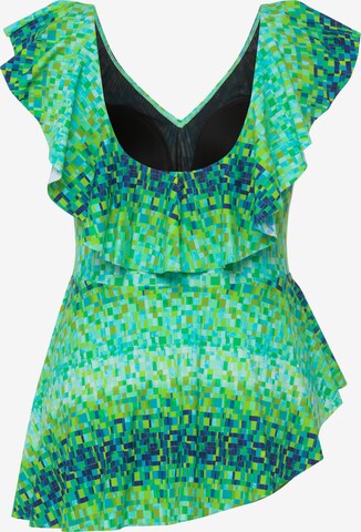 Ulla Popken Triangle Swimsuit Dress in Green