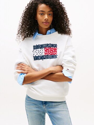 Tommy Jeans Суичър в бяло: отпред