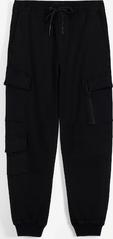 Tapered Pantaloni cargo di Bershka in nero: frontale