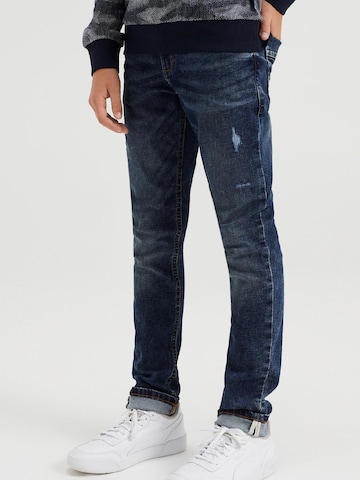 Coupe slim Jean WE Fashion en bleu : devant