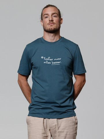 T-Shirt 'Früher War Alles Besser' Watapparel en bleu : devant