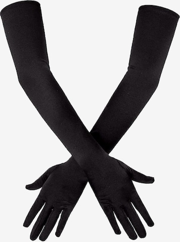 Dirndline Full Finger Gloves 'Satinhandschuhe, lang' in Black: front