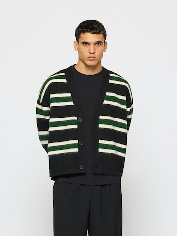 Burocs Knit Cardigan 'Fuzzy V-Neck' in Black