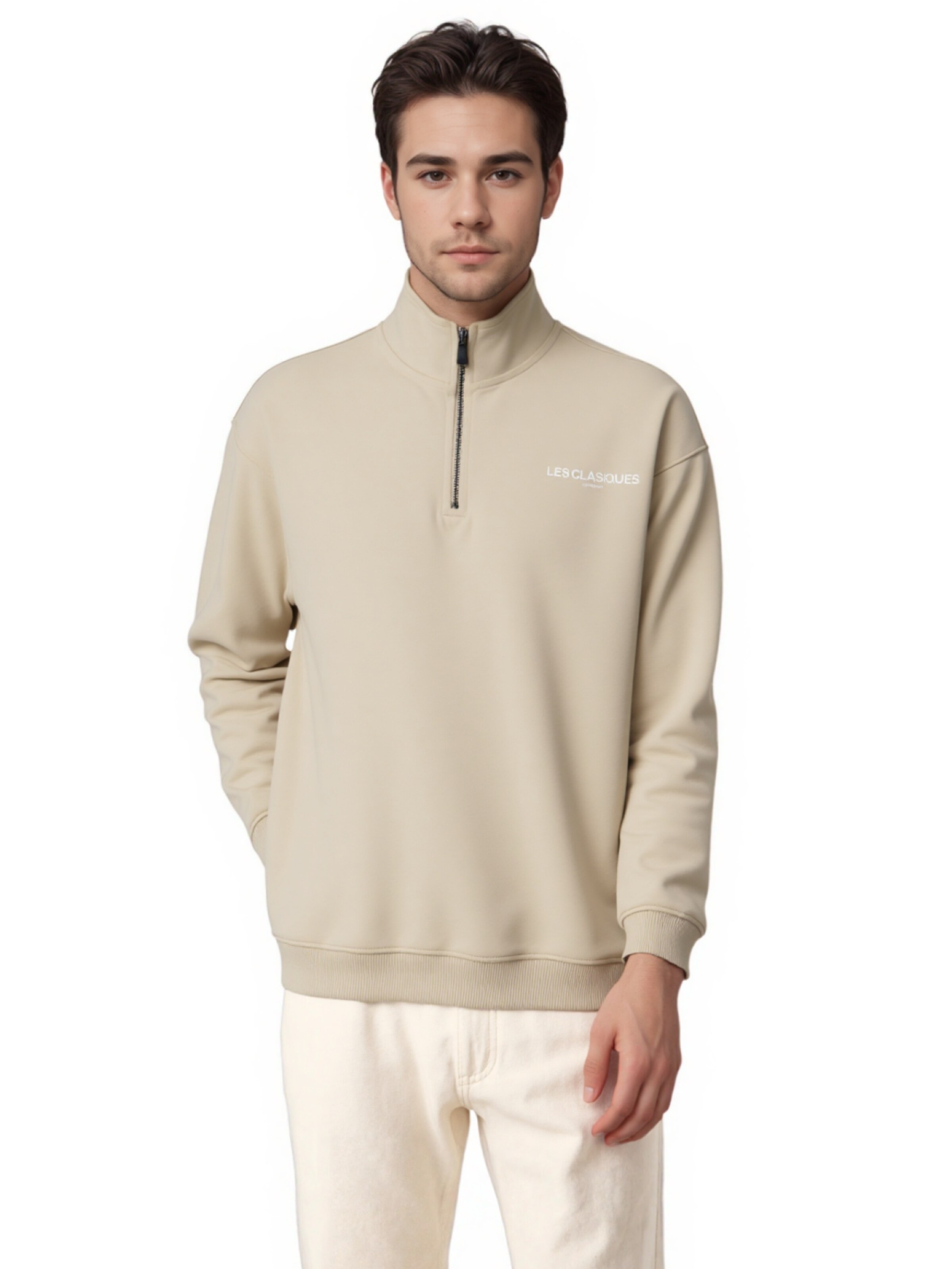Only & Sons Sweatshirt 'LES CLASSIQUES' in Beige: front