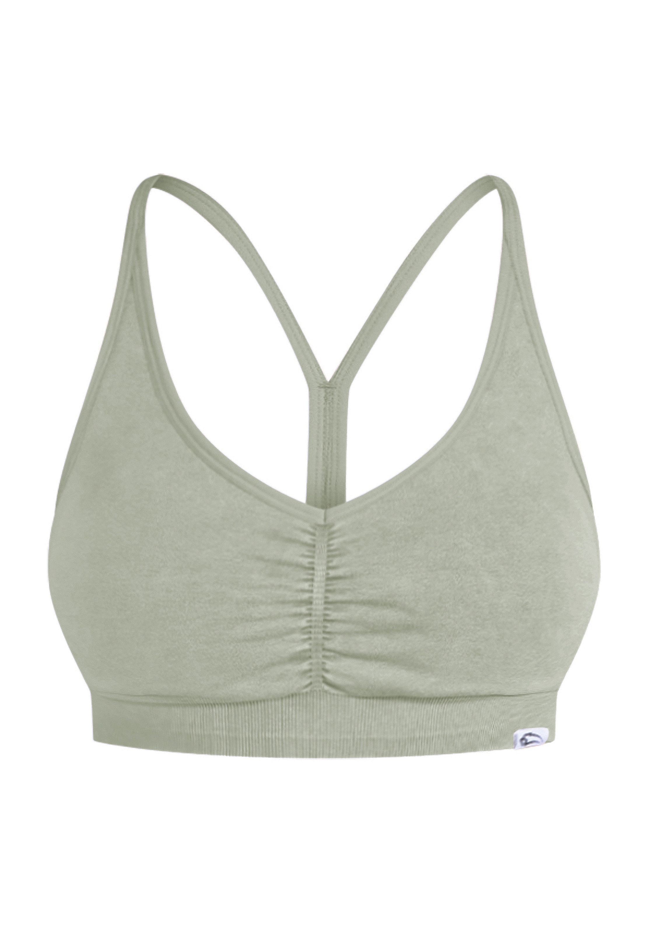 Bustier Haut de sport 'Batik Scrunch' Smilodox en vert : devant