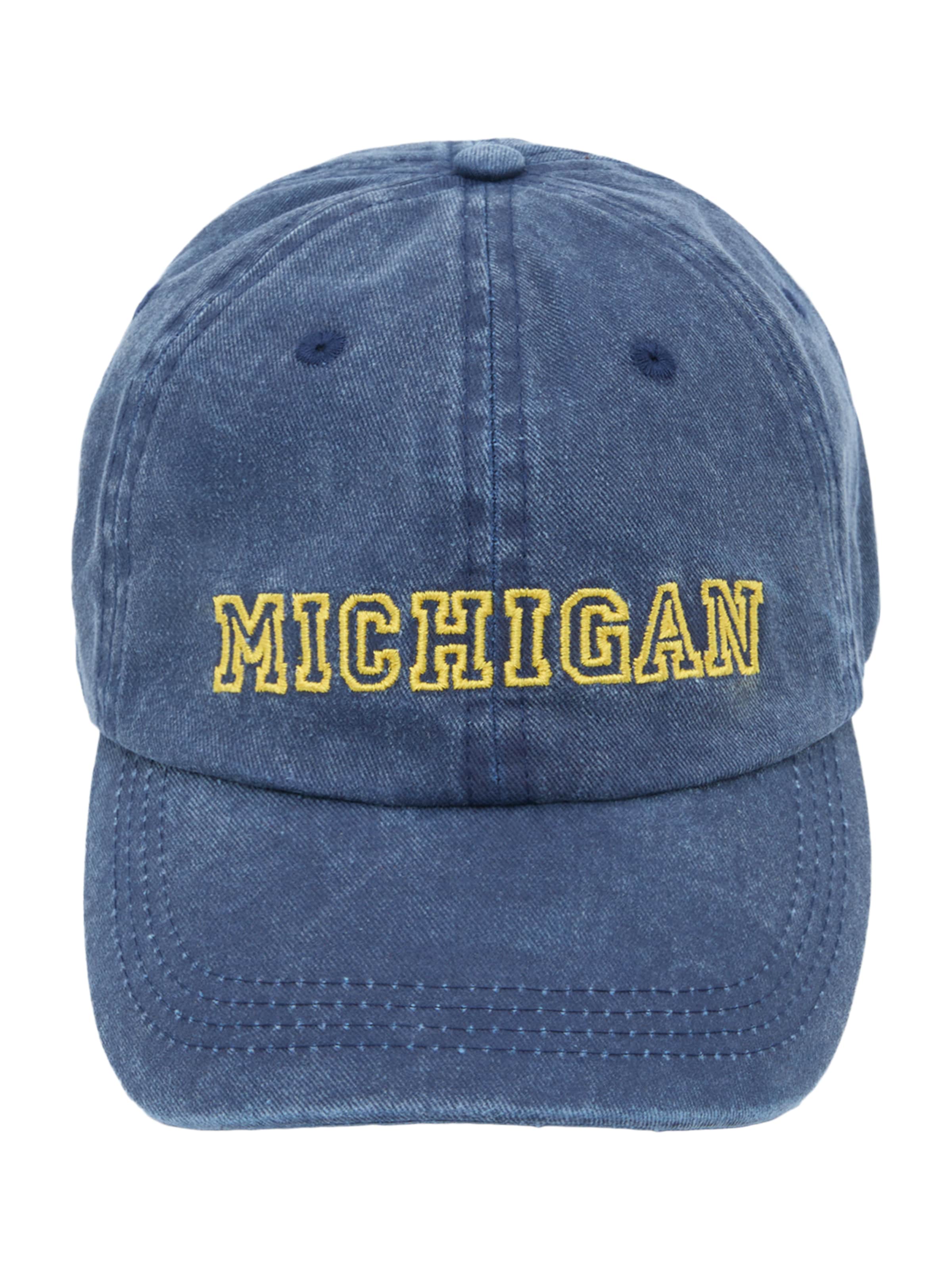 Cappello da baseball 'MICHIGAN' Pull&Bear di colore blu denim / giallo, Visualizzazione prodotti