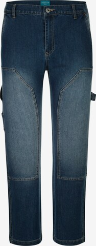 Coupe slim Jeans cargo Boston Park en bleu : devant