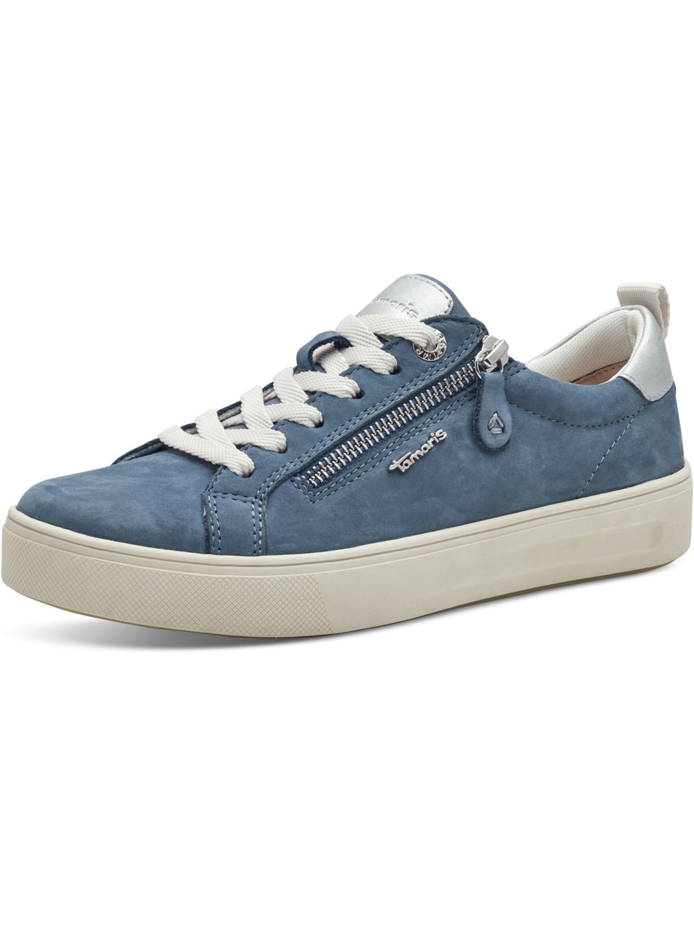 Tamaris Wide Fit Sneakers 'Tamaris Comfort Sneaker - Demim Leder/Synthetik' in Blue: front
