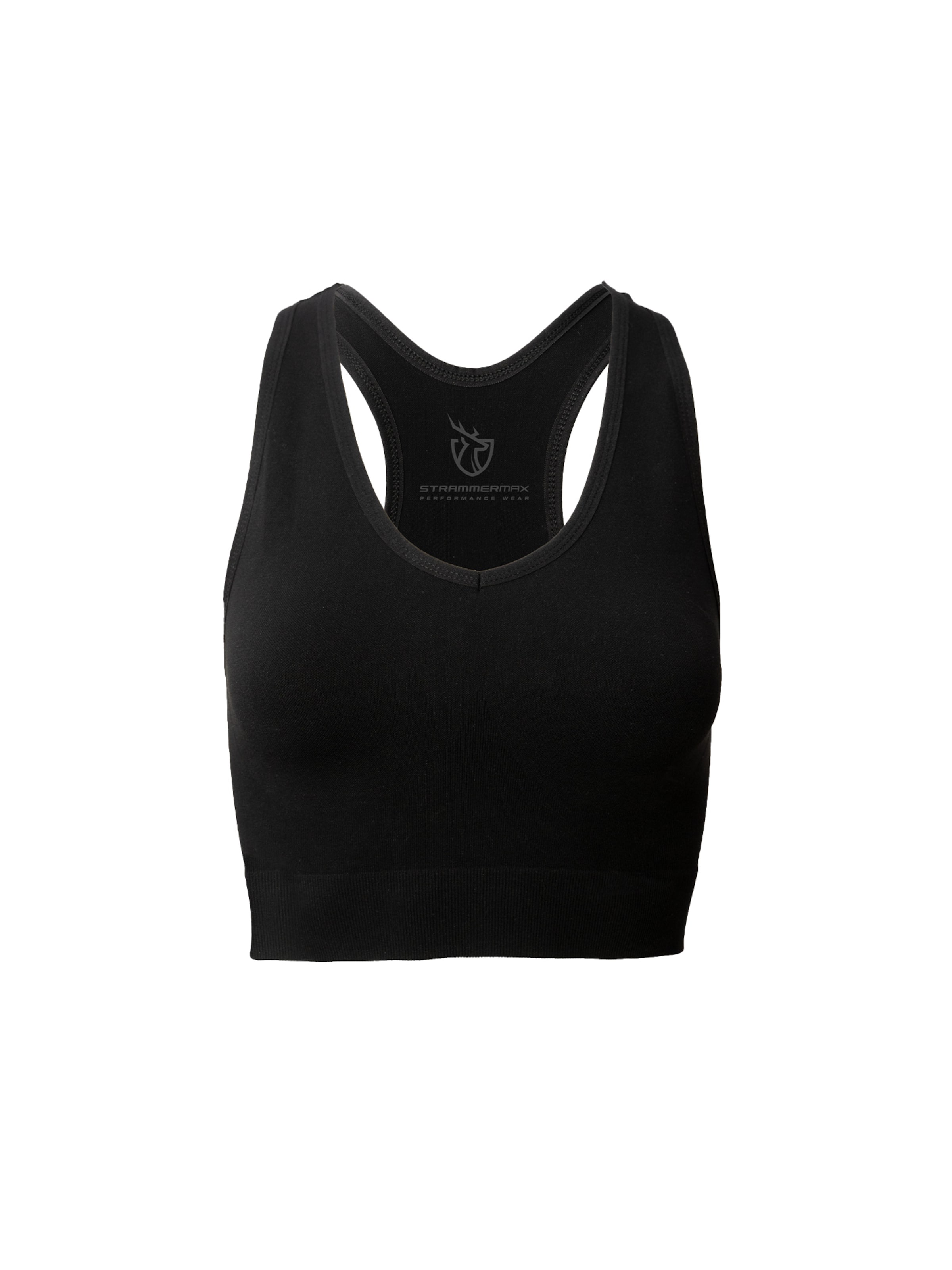 Strammer Max Performance Minimiser Sports Bra in Black: front