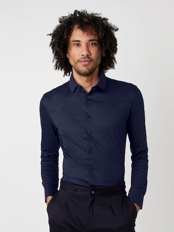 DESOTO Slim Fit Baumwollhemd, bügelfrei in Blau: Vorderseite