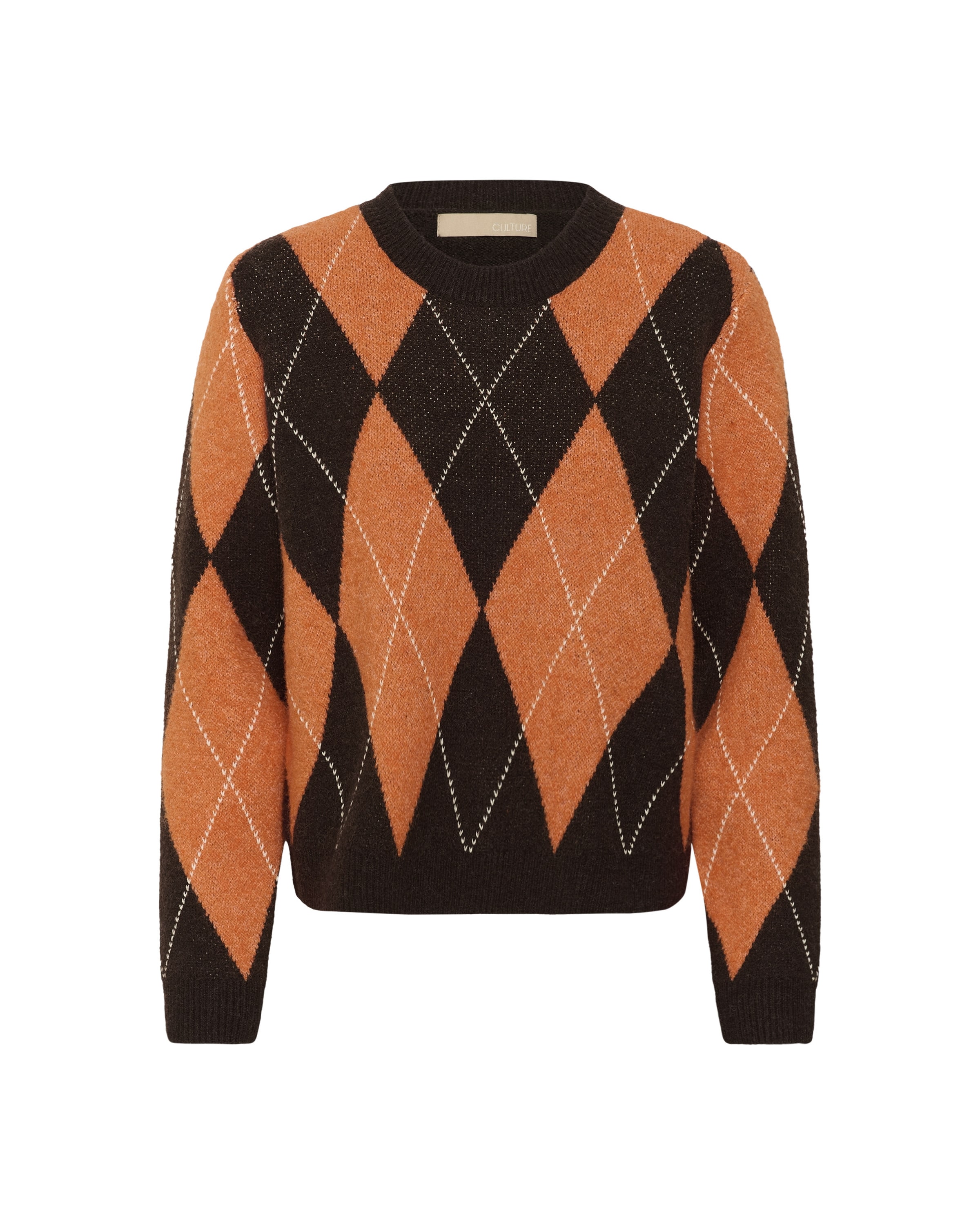 Pull-over 'Argyle' CULTURE en orange : devant