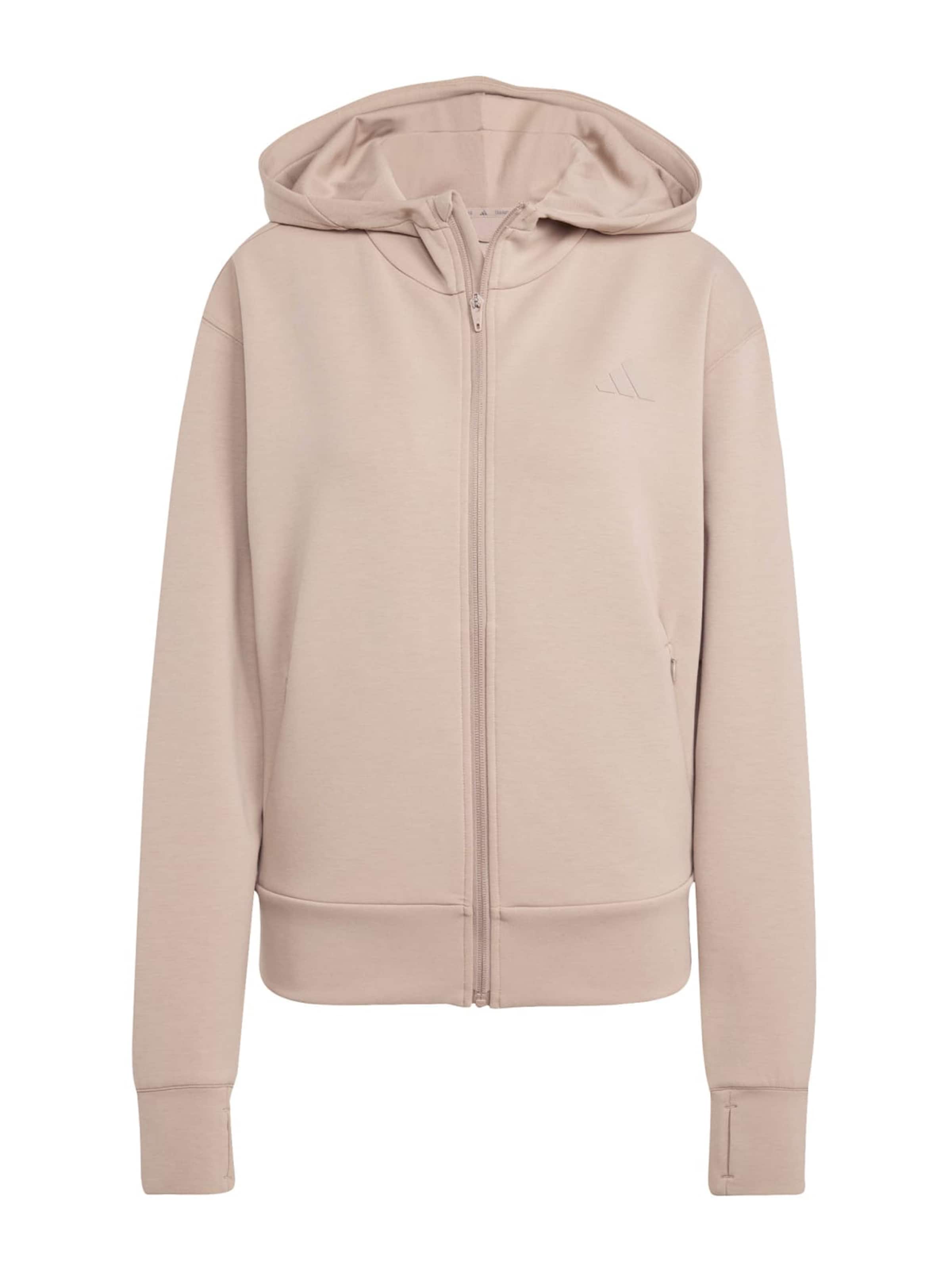 Bluză cu fermoar sport 'Designed 4 Training' de la ADIDAS PERFORMANCE pe bej: față