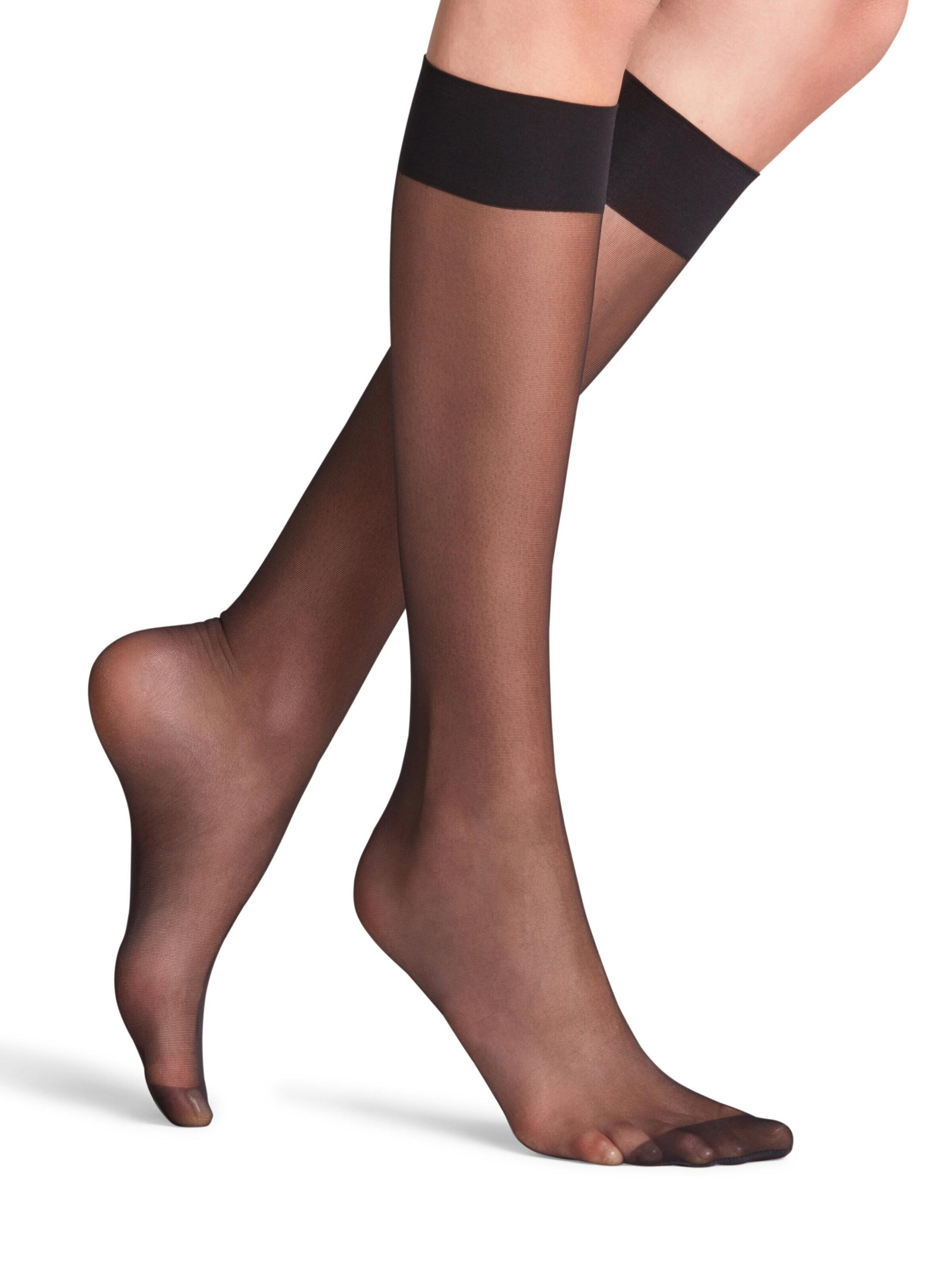FALKE Knee High Socks 'Seidenglatt' in Black