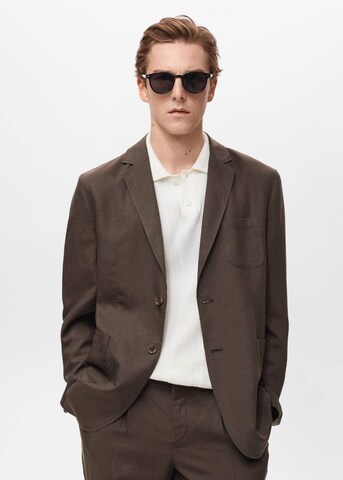 MANGO MAN Slim fit Suit Jacket 'Delave' in Brown: front