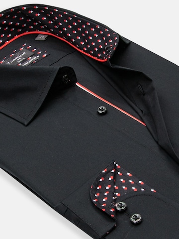 7Camicie - Ajuste estrecho Camisa de negocios 'Firenze Sport Poplin Stretch Man Shirt White' en negro