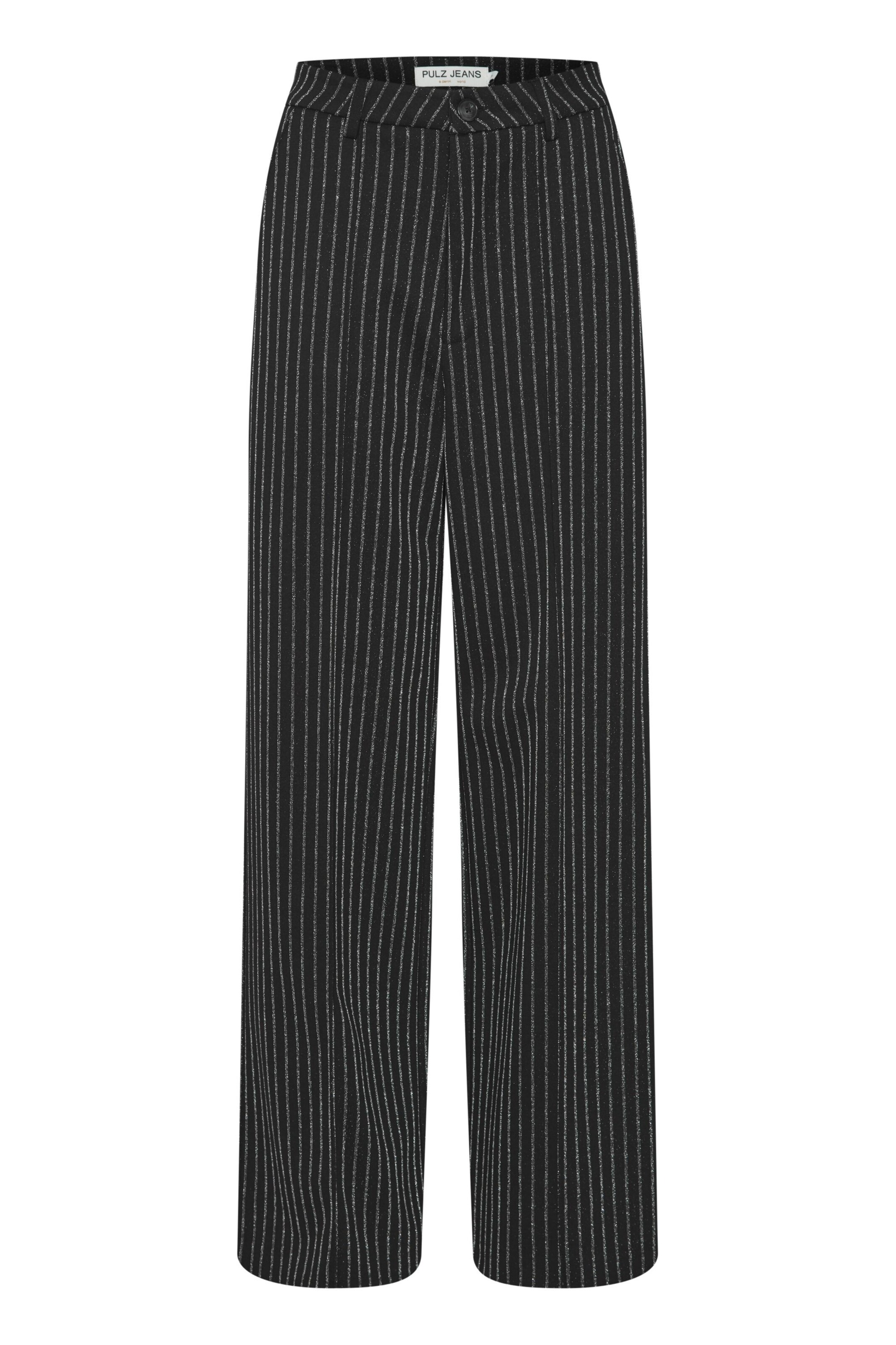 PULZ Jeans Bügelfaltenhose 'Kira' in silbergrau / schwarz, Produktansicht