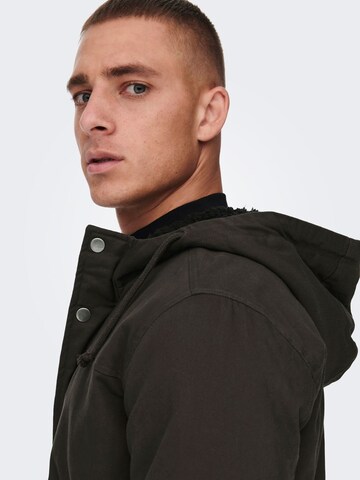 Only & Sons Winterparka in Bruin