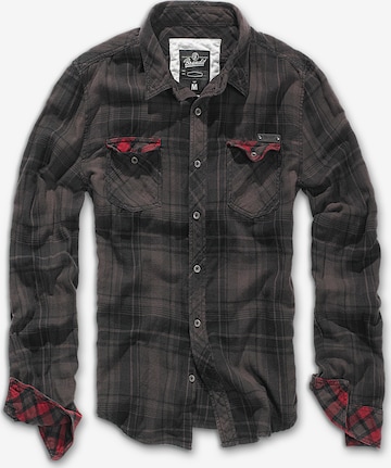 Brandit Comfort fit Button Up Shirt in Brown: front