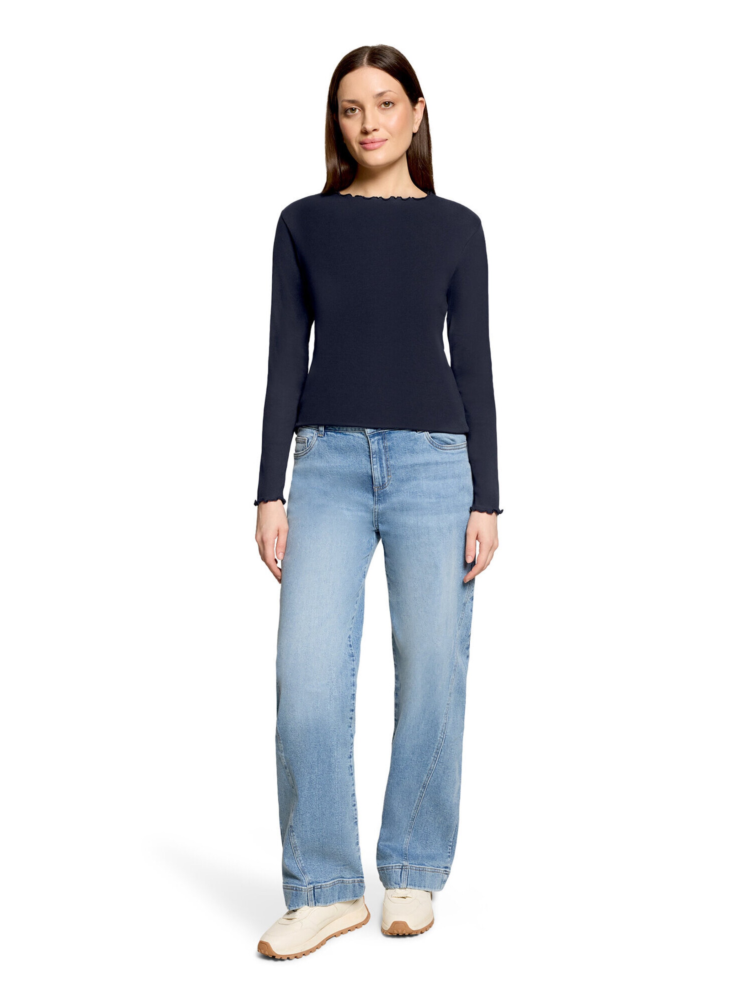Cartoon Langarm-Shirt mit Kragen in Blau