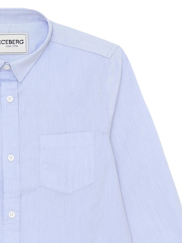 ICEBERGS Regular fit Button Up Shirt 'IC3 PINS' in Blue