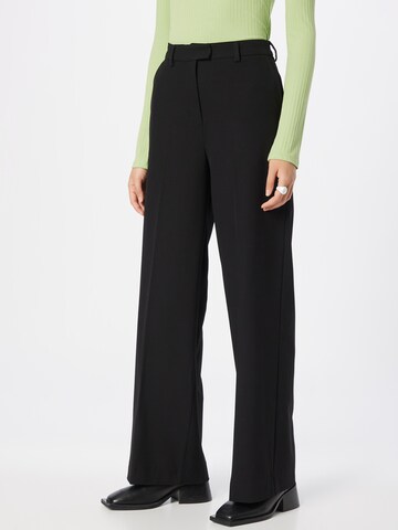 UNITED COLORS OF BENETTON Wide leg Trousers with creases in Black: front