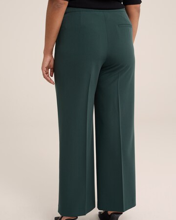 WE Fashion Wide leg Trousers with creases in Green