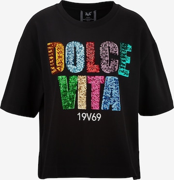 19V69 ITALIA Футболка 'Petonia Sequins' в Черный: спереди