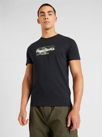 T-Shirt 'CASTLE' Pepe Jeans en noir : devant