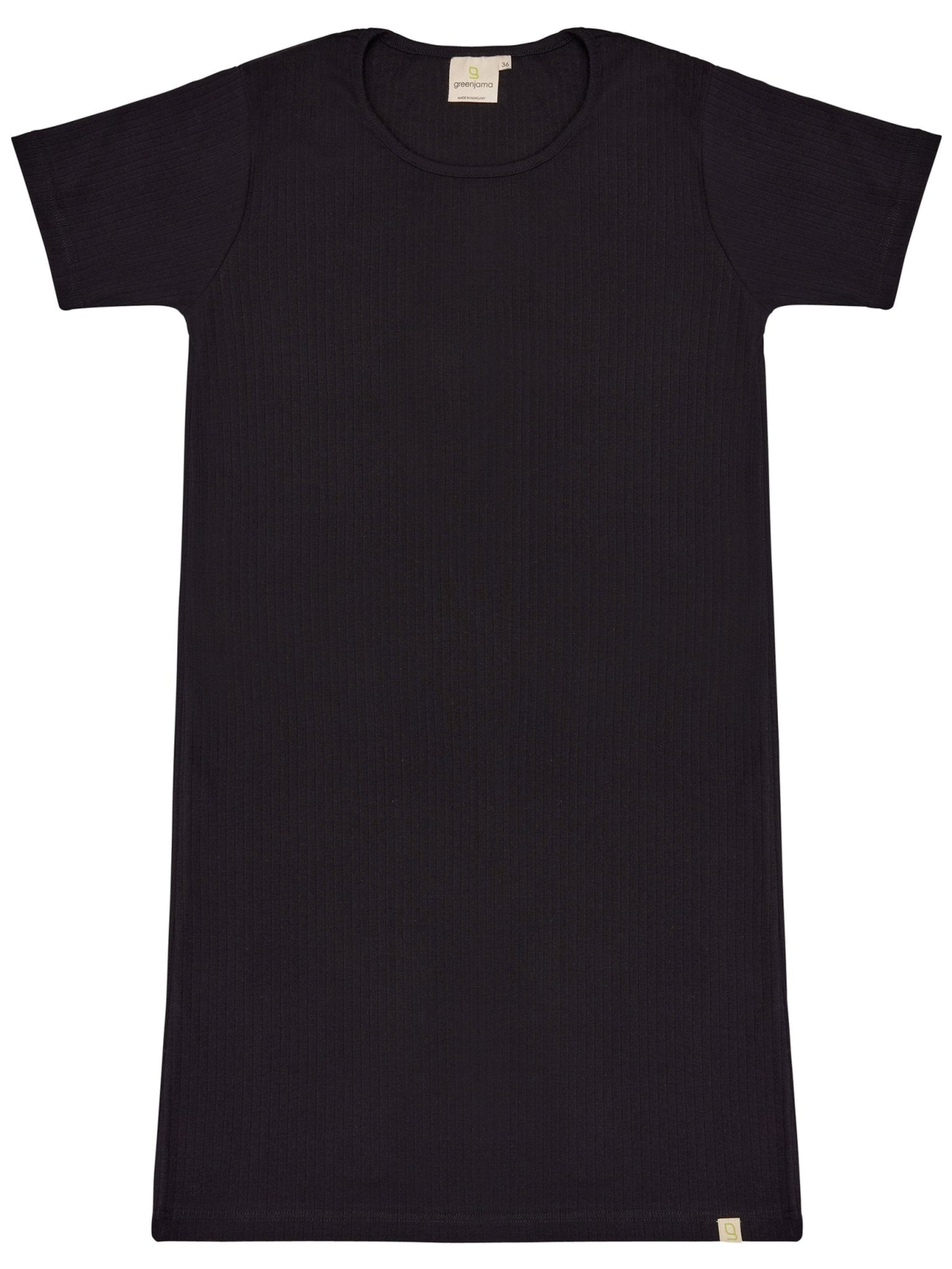 greenjama Nightgown 'Derby-Rib' in Black: front