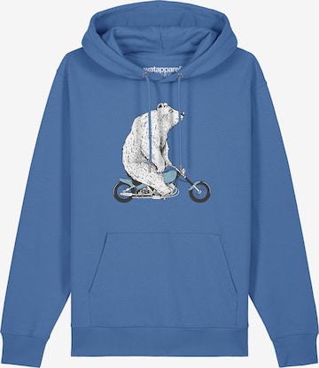 Sweat-shirt ' Bär auf Bike ' Watapparel en bleu : devant