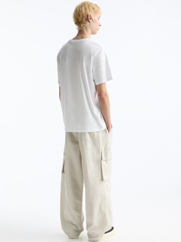 Pull&Bear Wide leg Cargo Pants in White