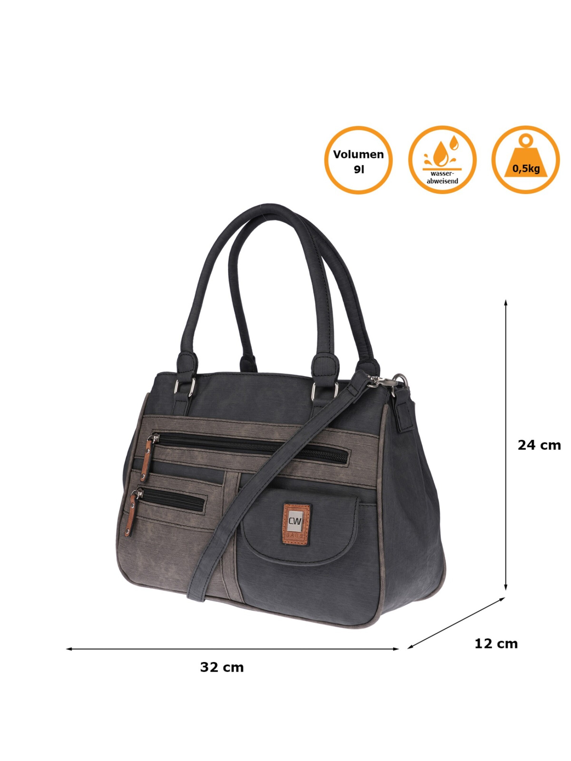Christian Wippermann Handbag 'Große Damen Tasche Umhängetasche Schultertasche' in Black