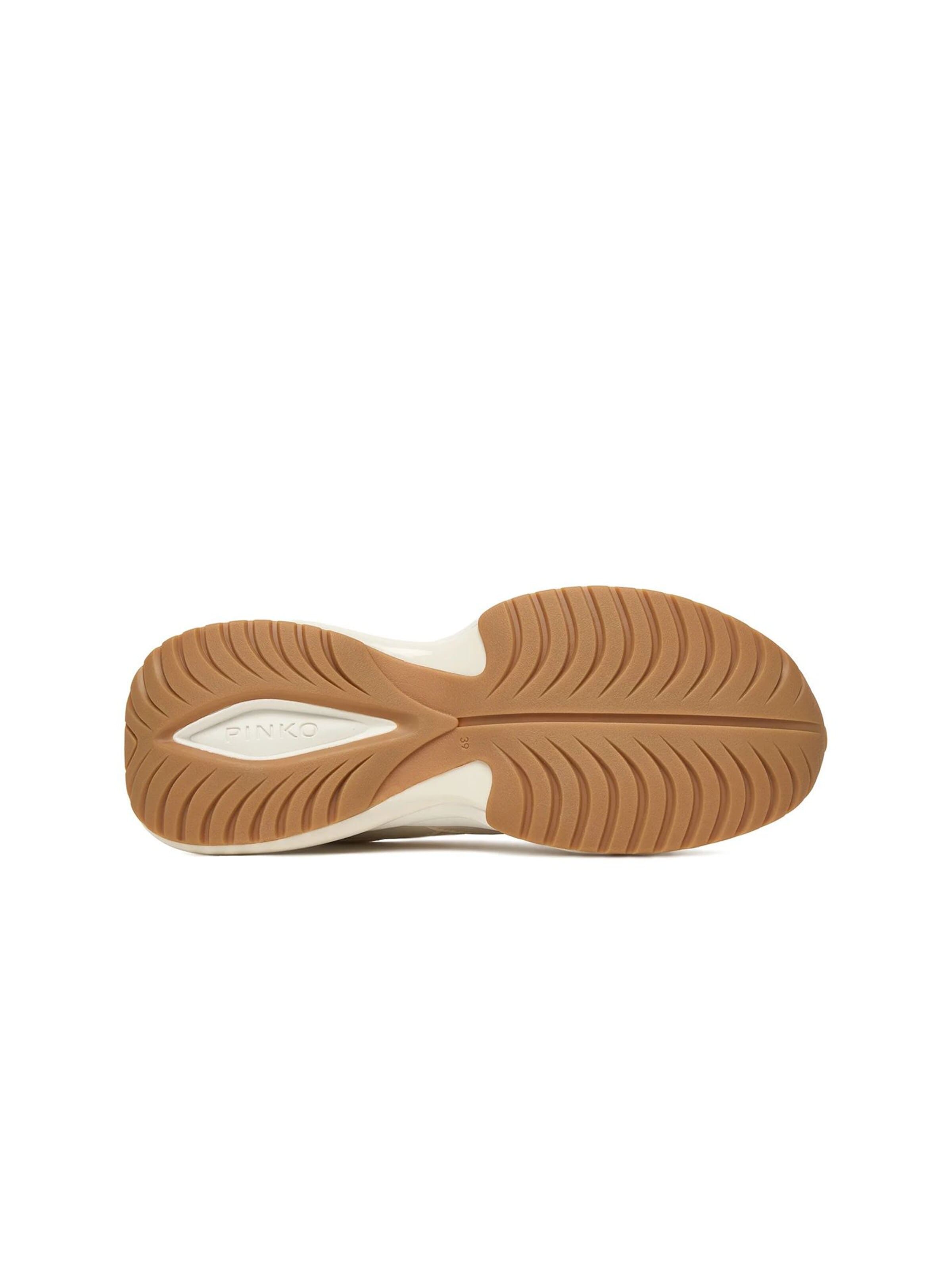 PINKO Sneakers laag 'Ariel 19 - Sneaker Calf Leather/Patent/Monogram Net' in Beige