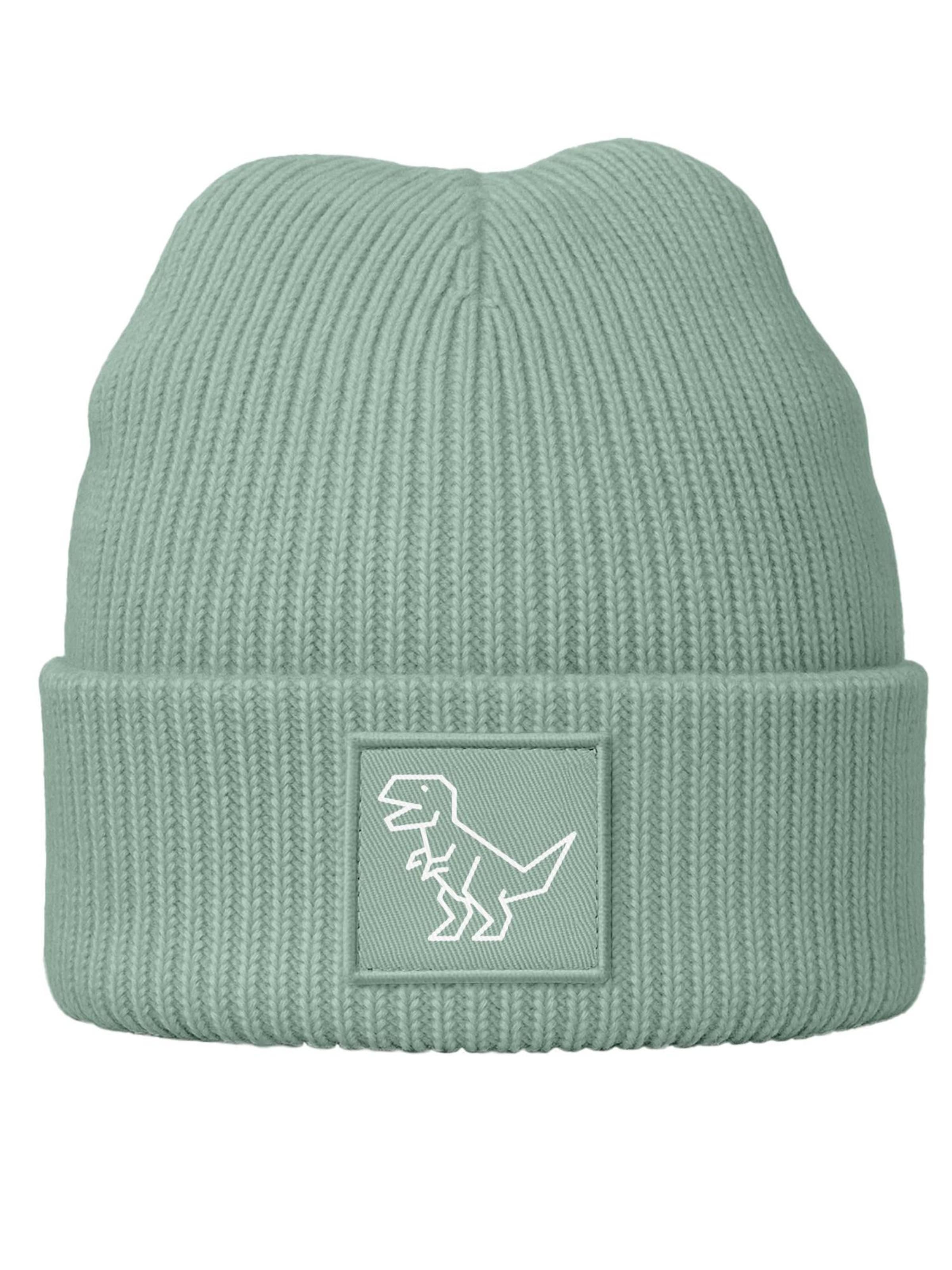Neverless Beanie 'Polygon T-Rex' in Green: front