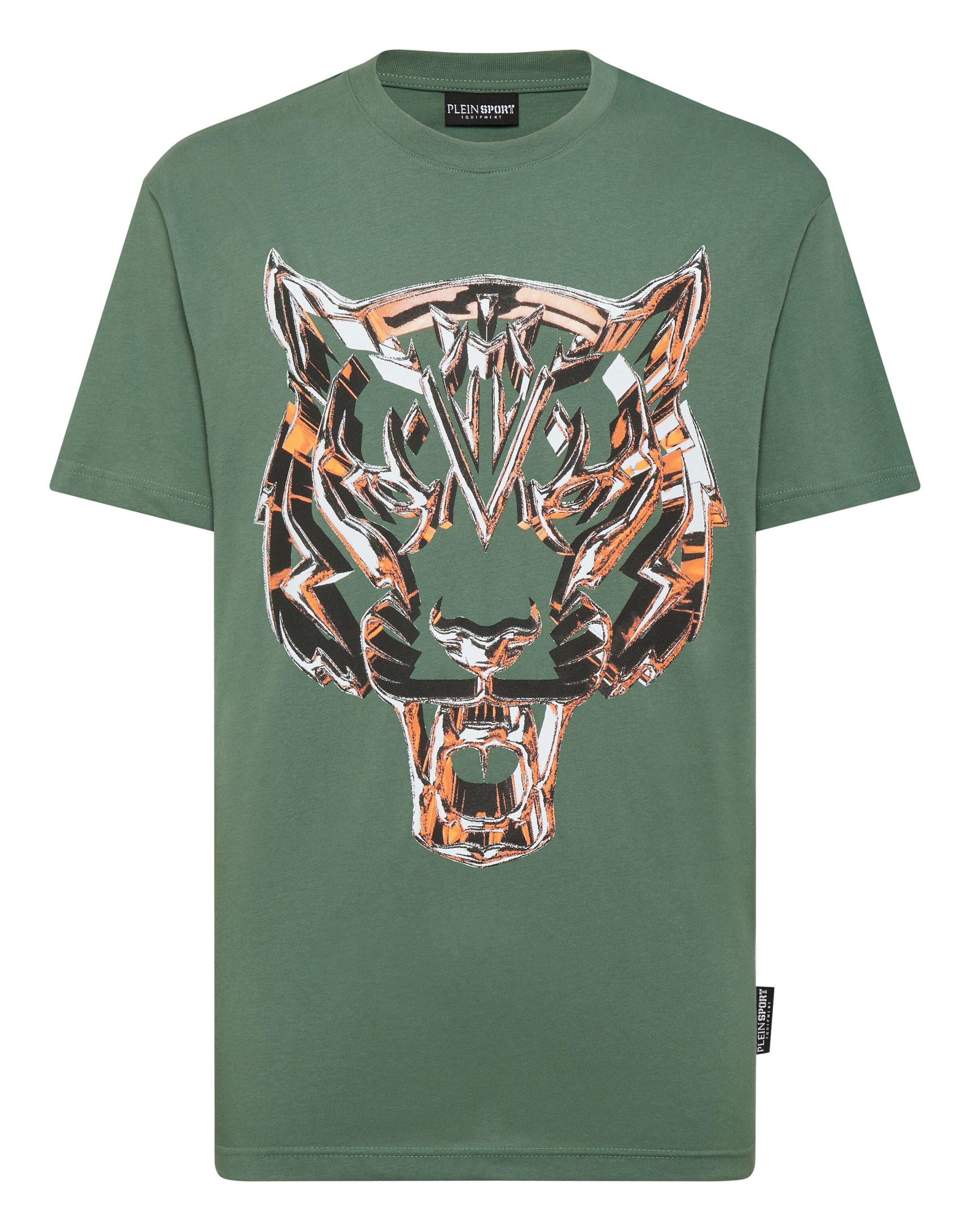 Plein Sport - Camiseta 'Chrome Tiger' en verde: frente