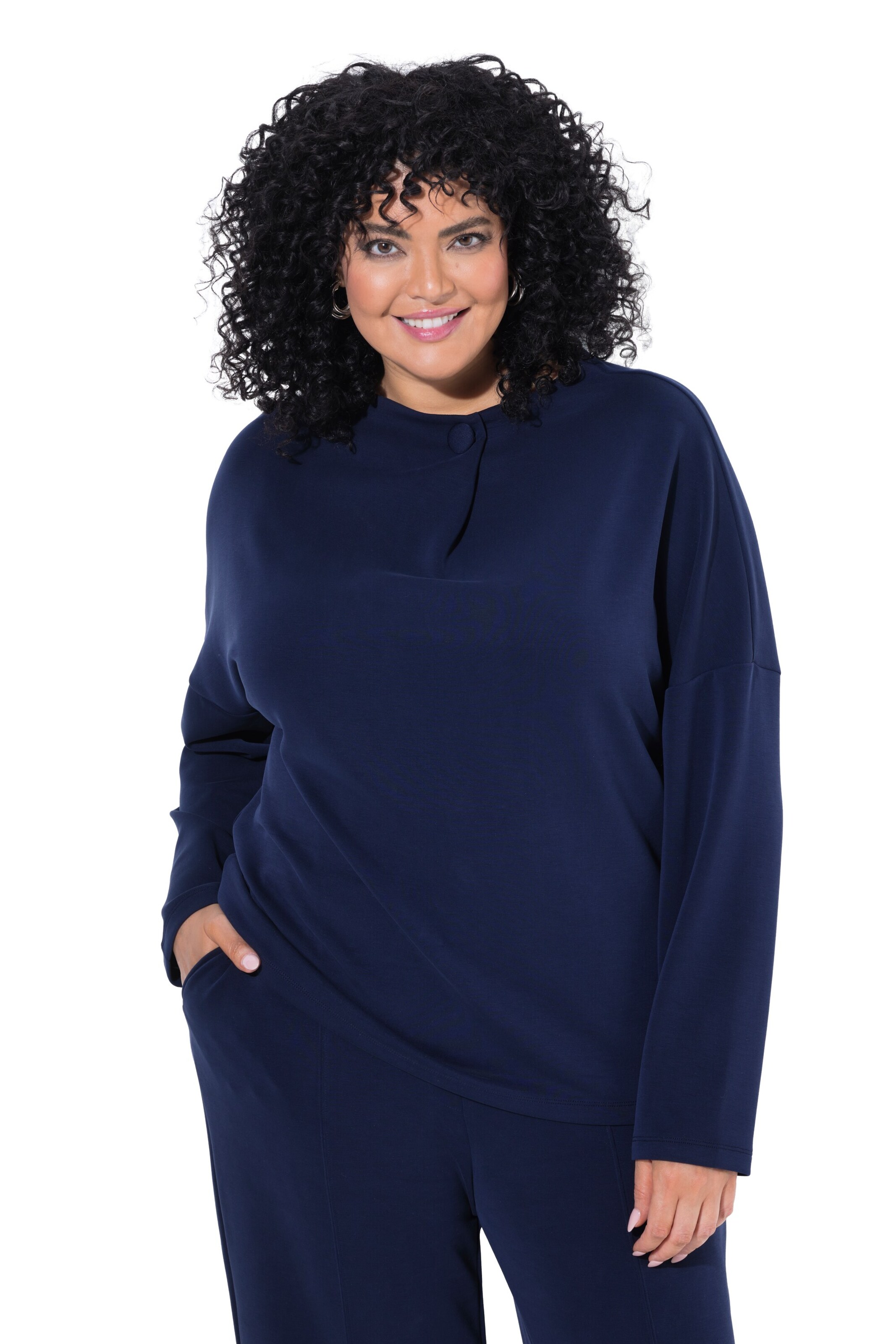 Ulla Popken Sweatshirt in Blauw: voorkant