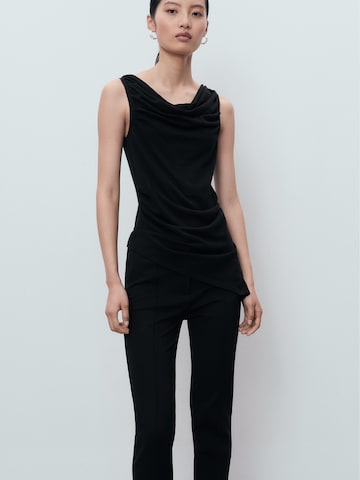 MANGO Slim fit Trousers with creases 'PALOMA' in Black