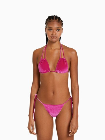 Bershka Triangel Bikinitop in Pink: predná strana