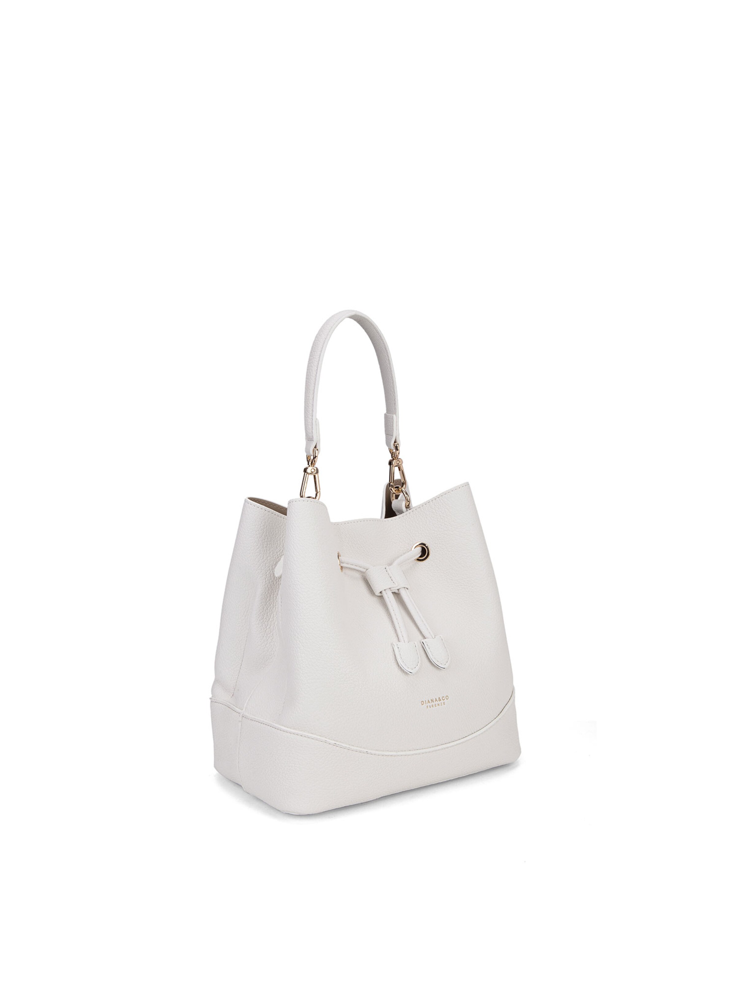 Borsa a mano 'Borsa a Mano Donna Vegan Leather con Coulisse e Tracolla Rimovibile' di Diana&Co. in bianco