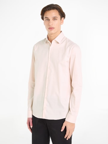 Calvin Klein Slim fit Business Shirt in Beige: front
