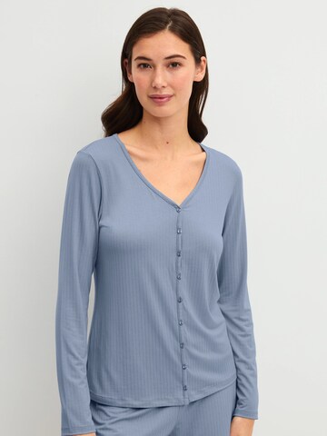 CALIDA Schlafshirt 'Etude Ajours'‌‌‌‌ in Blau: Vorderseite